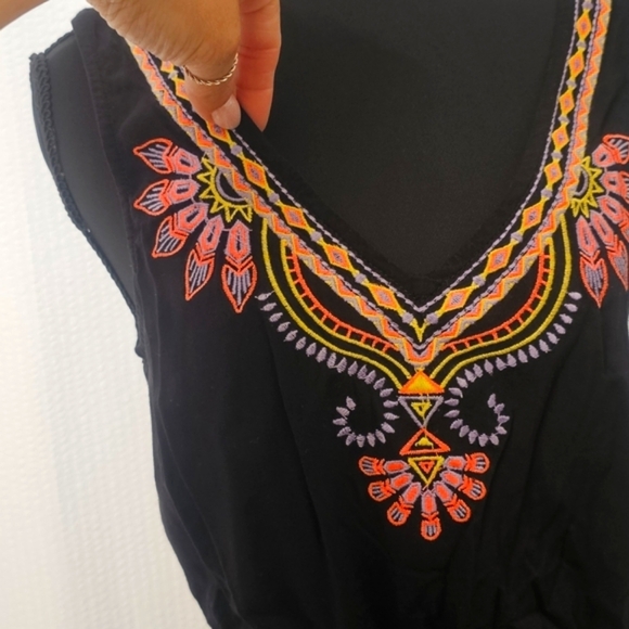 Flying Tomato Embroidered Black Romper - Picture 2 of 5